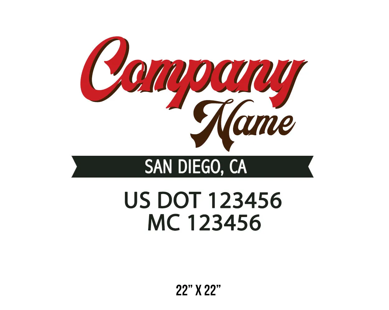 Old School Style Company Name Truck Decal USDOT, 2 Pack