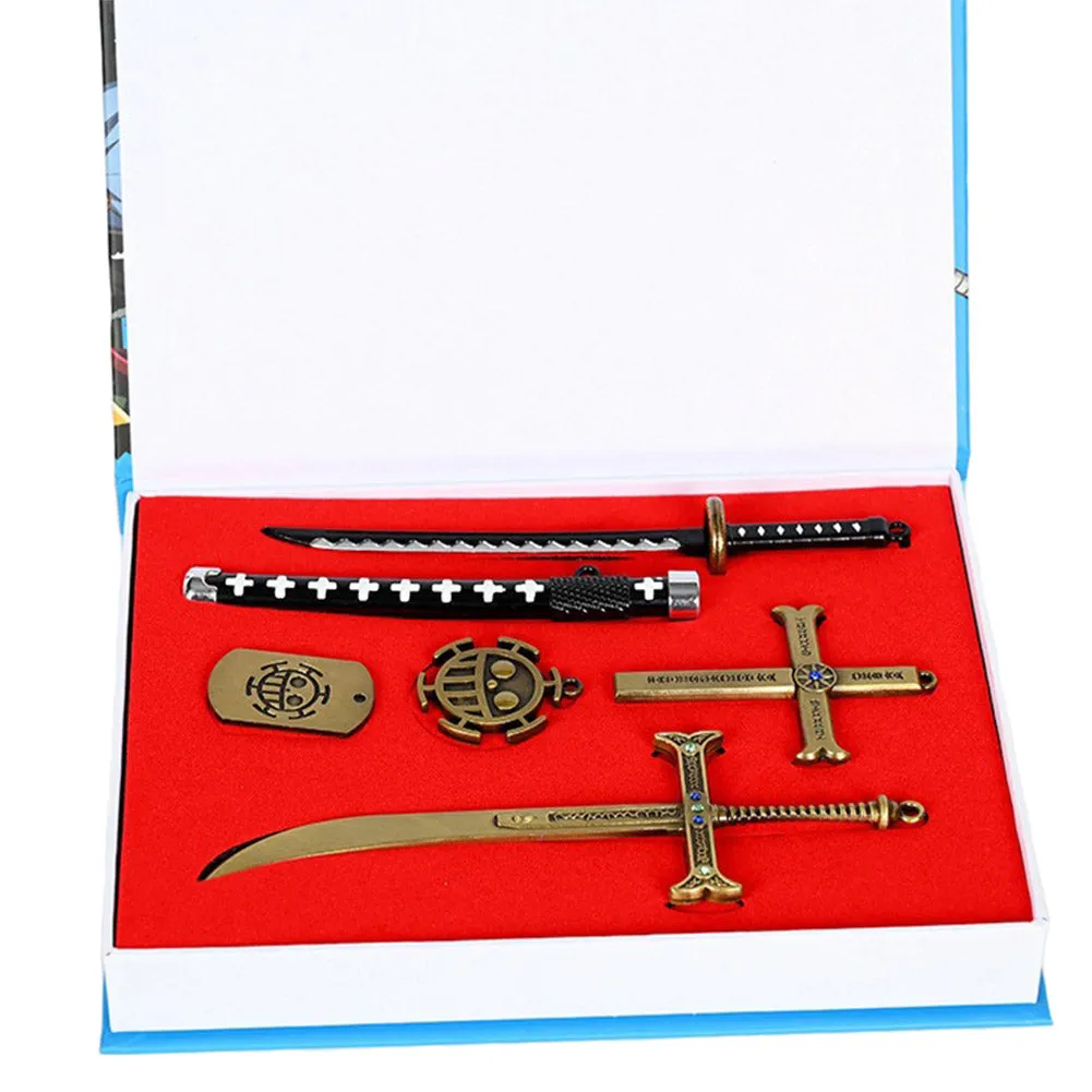 One Piece Dracule Mihawk Trafalgar D. Water Law Weapon Keychain Keyings Accessories Prop Gifts