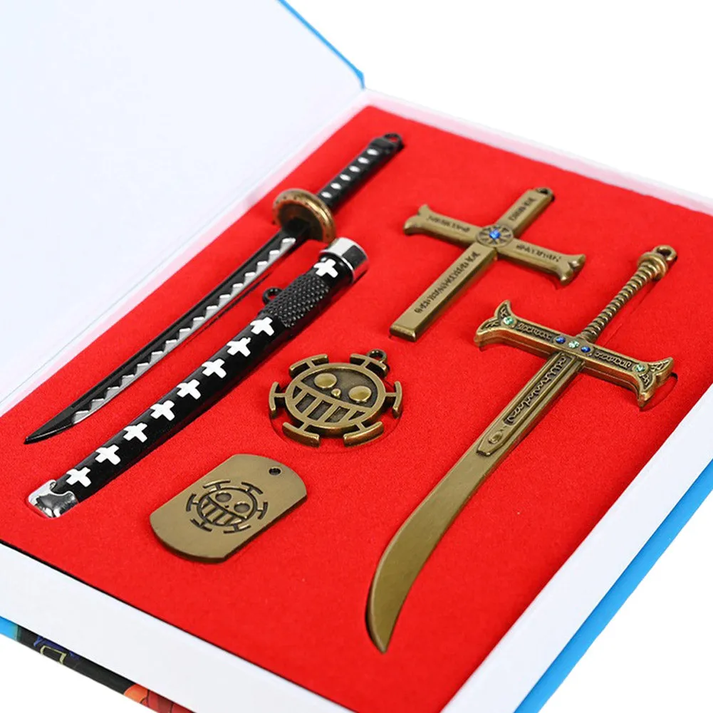 One Piece Dracule Mihawk Trafalgar D. Water Law Weapon Keychain Keyings Accessories Prop Gifts