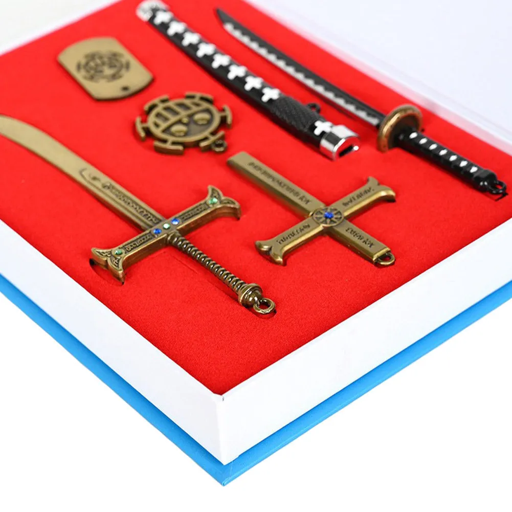One Piece Dracule Mihawk Trafalgar D. Water Law Weapon Keychain Keyings Accessories Prop Gifts