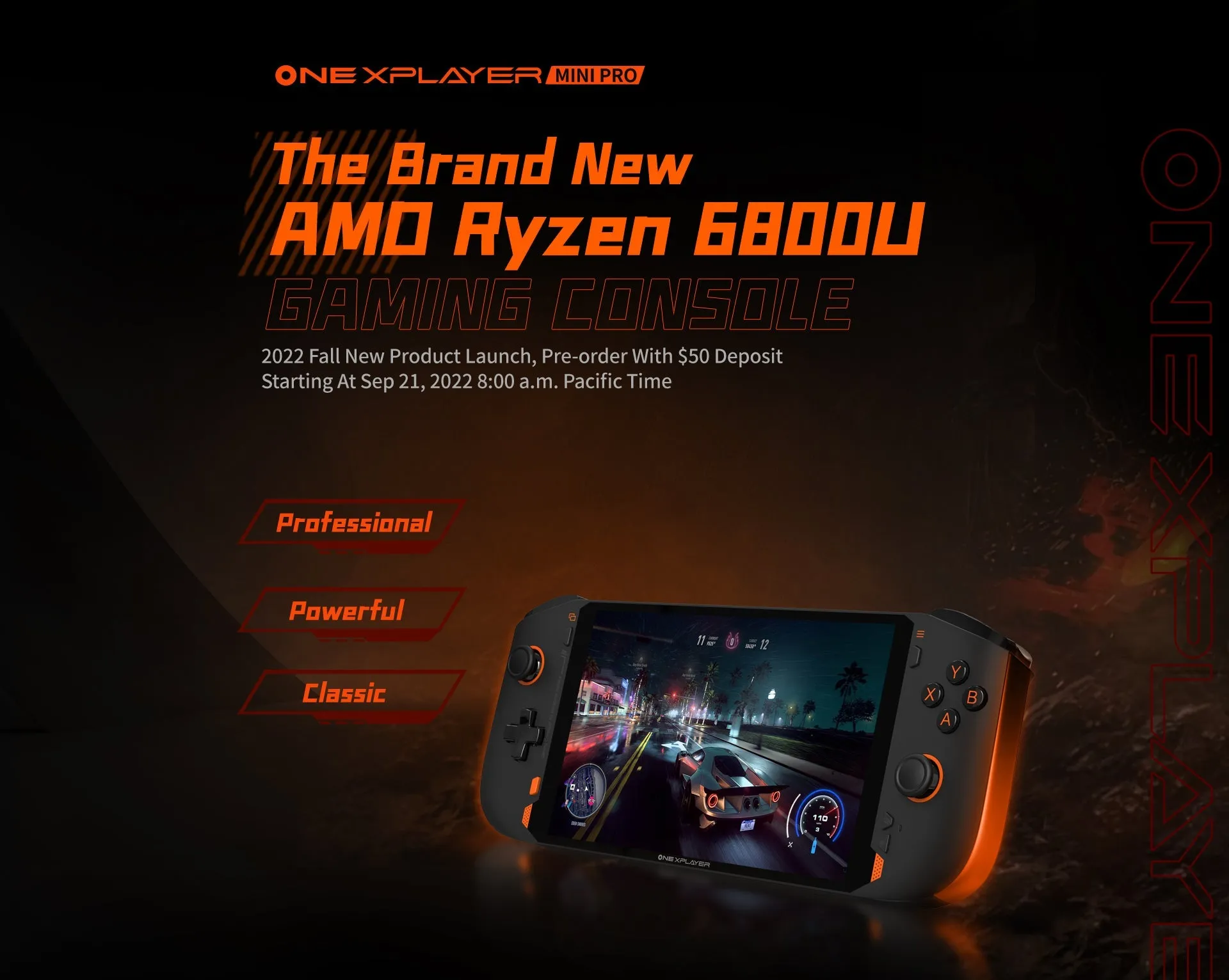 ONEXPLAYER MINI PRO AMD Ryzen 6800U Processor Gaming Console with RGB Light (1920*1200)
