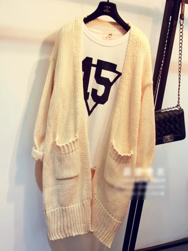 open front thick knitted cardigan