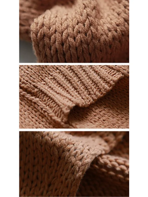 open front thick knitted cardigan