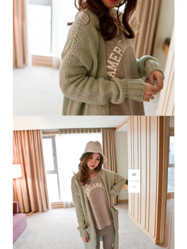open front thick knitted cardigan
