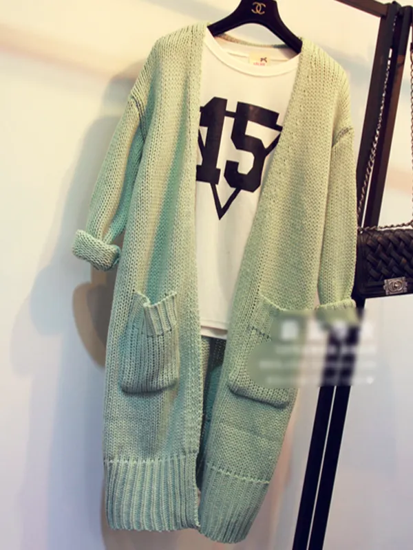 open front thick knitted cardigan