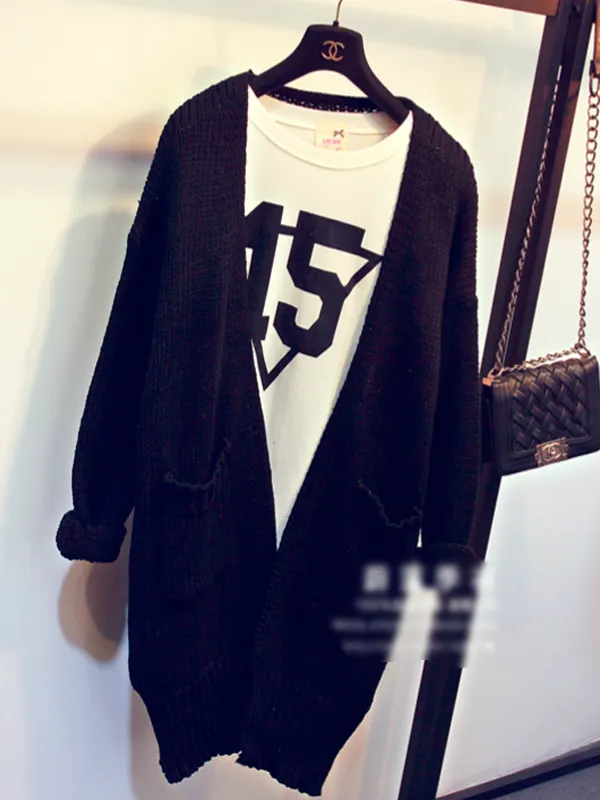 open front thick knitted cardigan