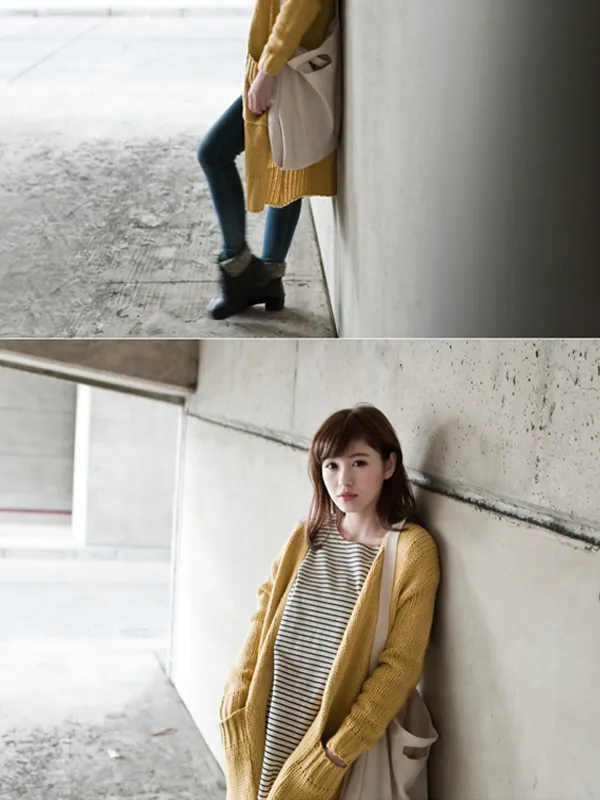 open front thick knitted cardigan