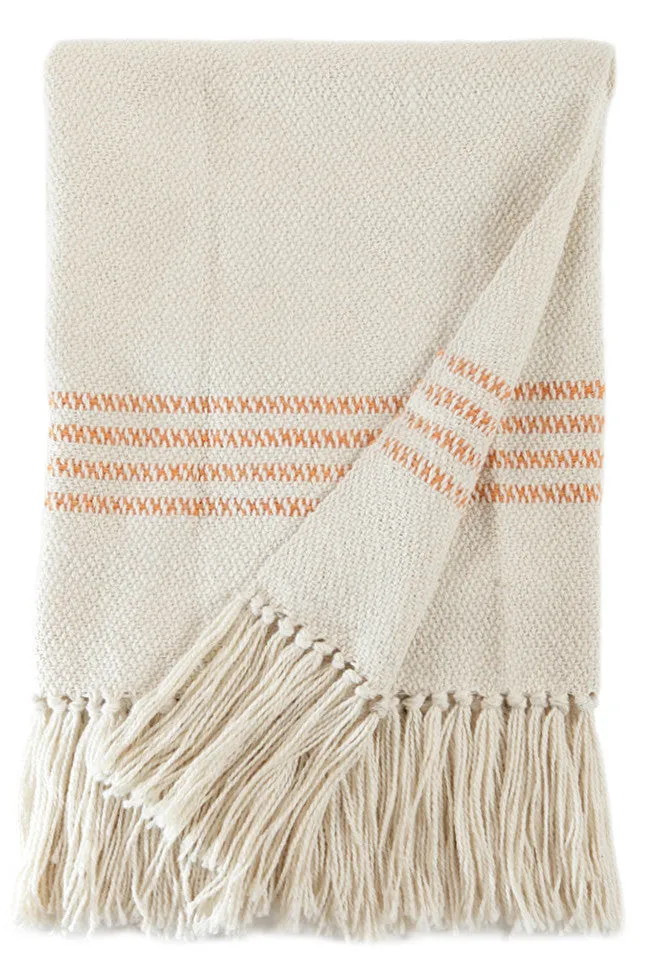 Orange Stripes Woven Throw Blanket