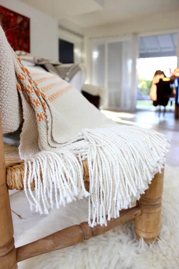 Orange Stripes Woven Throw Blanket