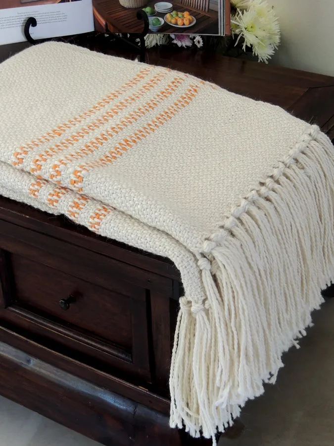 Orange Stripes Woven Throw Blanket