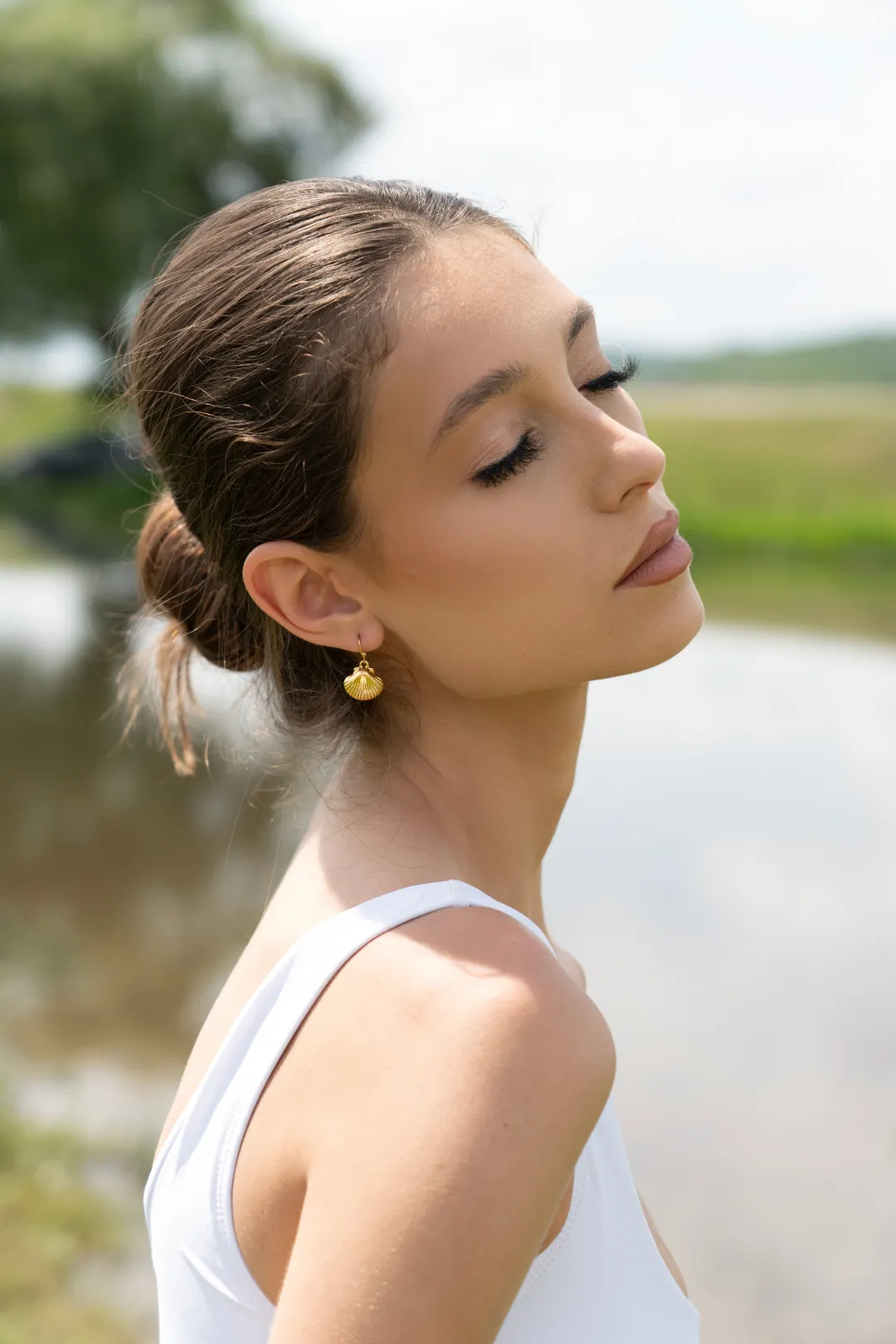 Ozara Gold Seashell Earrings
