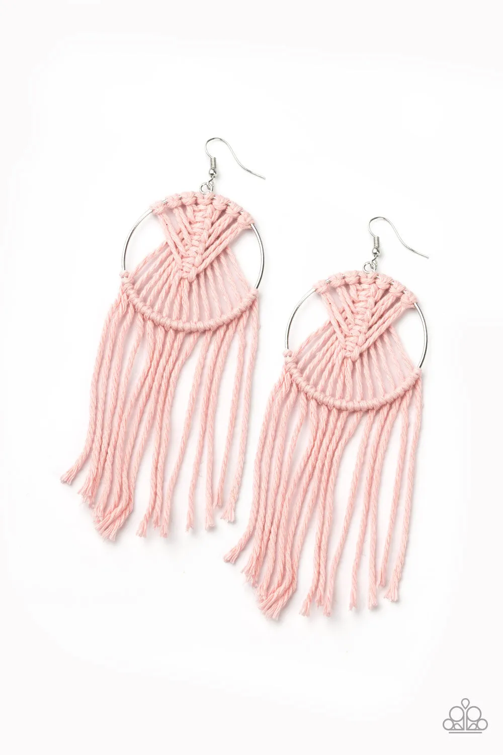 Paparazzi - MACRAME, Myself, and I - Pink Earring