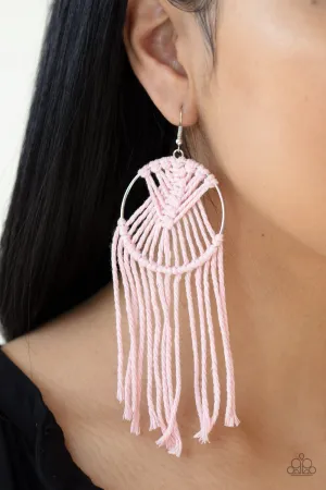 Paparazzi - MACRAME, Myself, and I - Pink Earring
