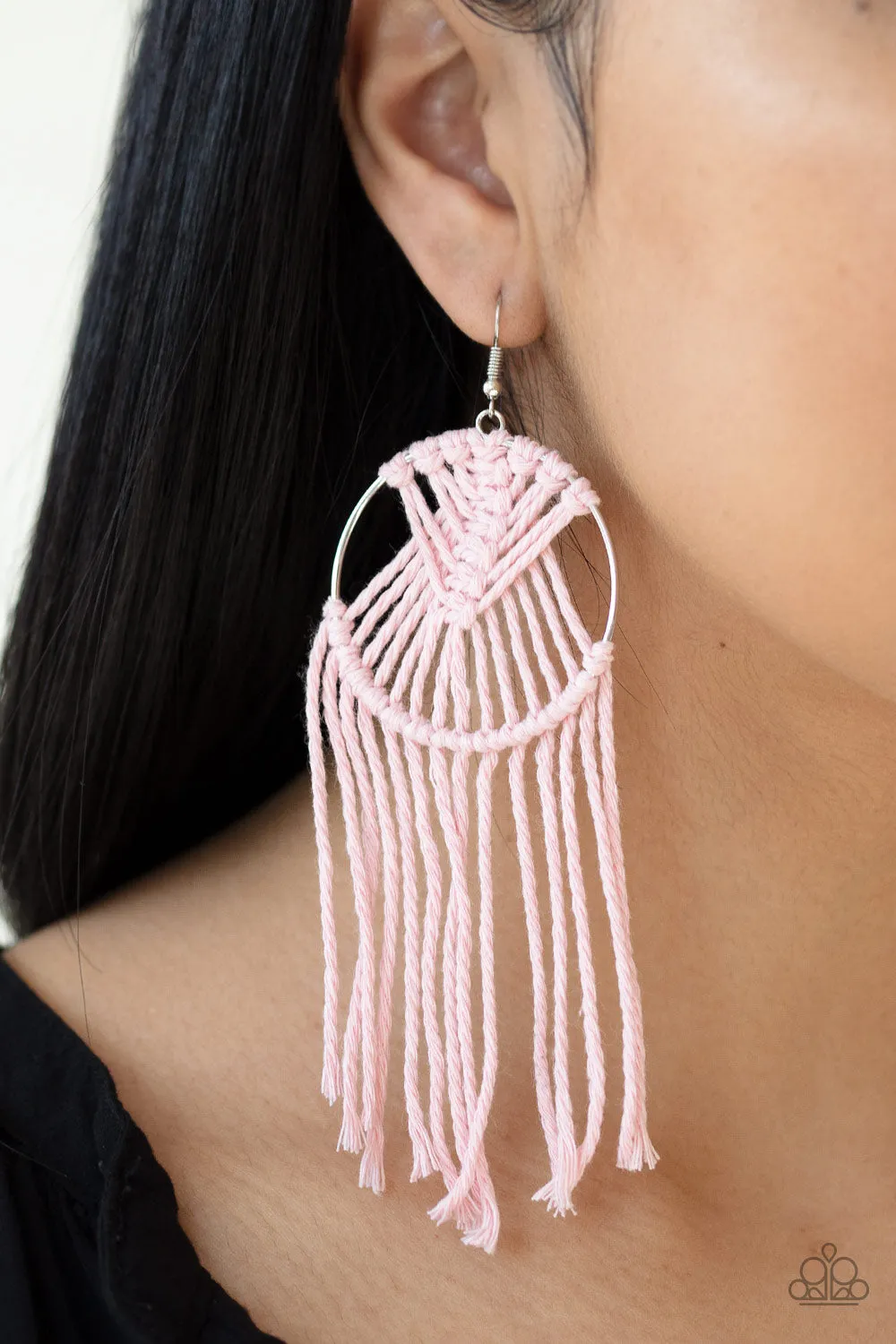 Paparazzi - MACRAME, Myself, and I - Pink Earring