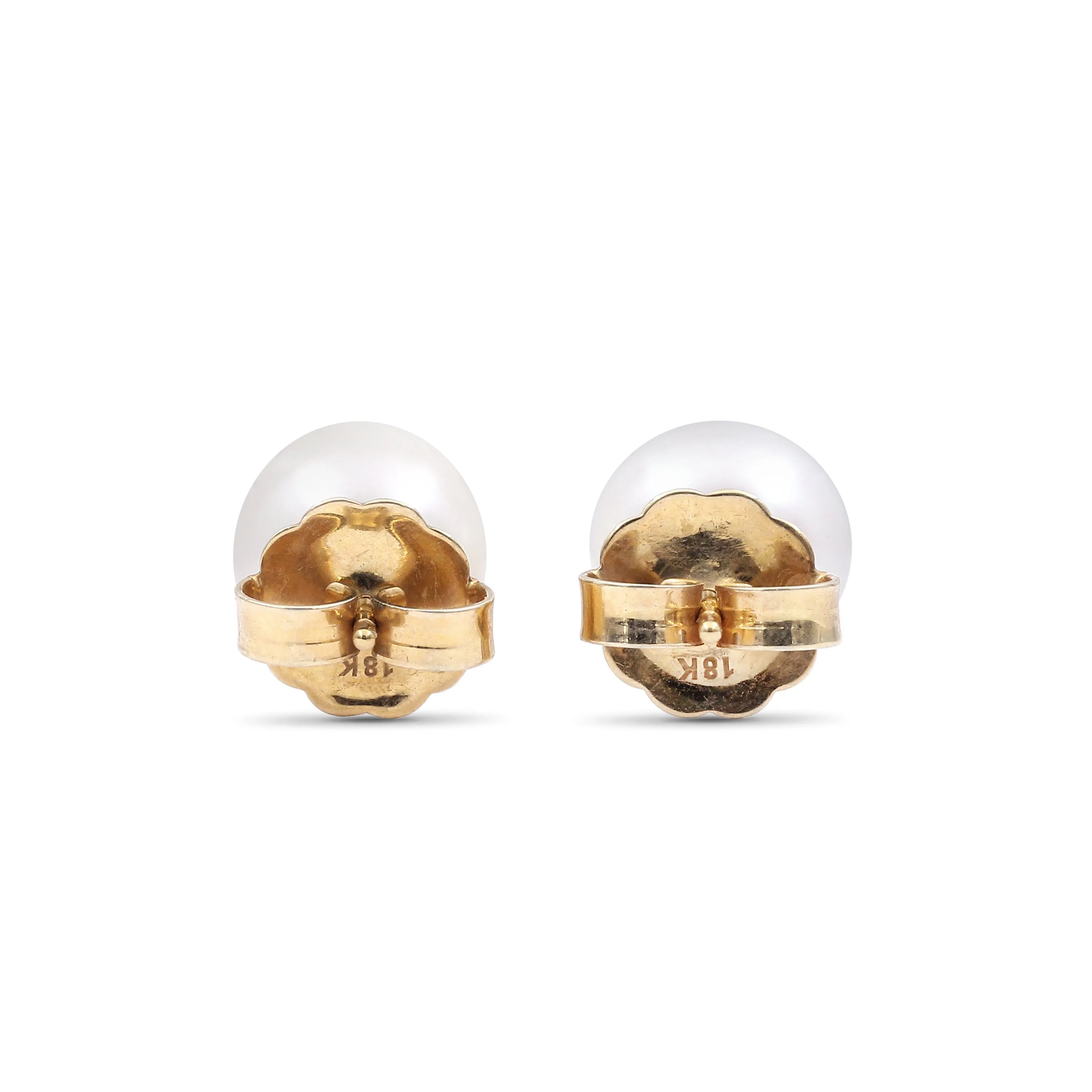 Pearlicious 10mm White Pearl and White Diamond Earring in 18K Gold