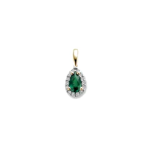 Pendentif entourage - Or Jaune et Blanc, Diamants et Emeraude (065567/EA)