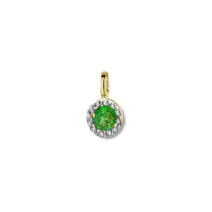 Pendentif entourage - Or Jaune et Blanc, Emeraude (057469/E)