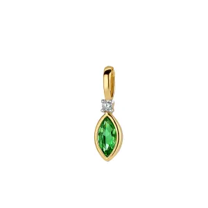 Pendentif - Or Jaune et Blanc, Diamant et Emeraude (060750/EA)