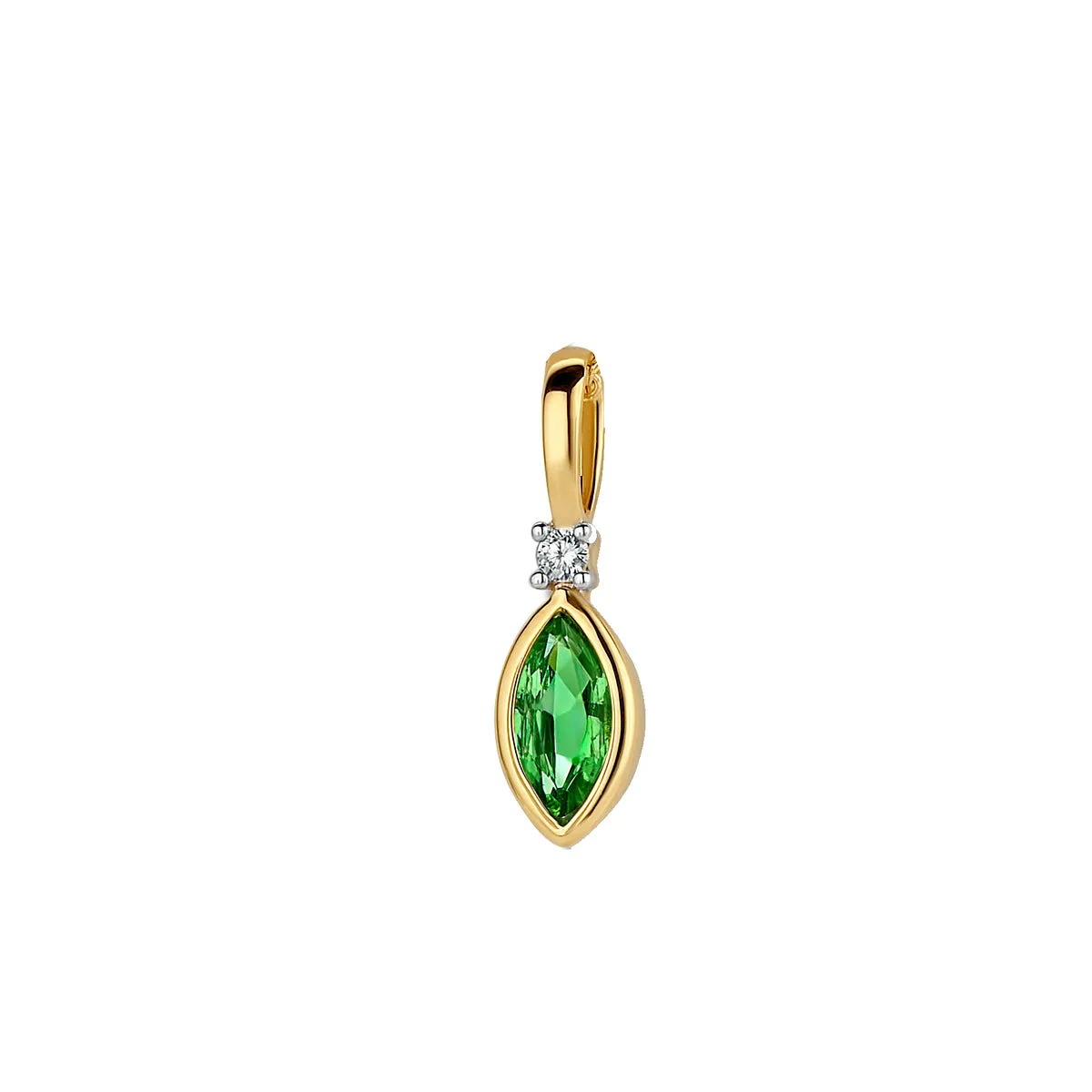Pendentif - Or Jaune et Blanc, Diamant et Emeraude (060750/EA)
