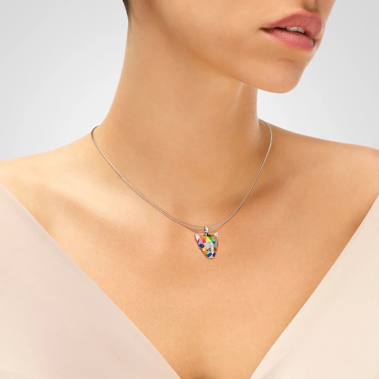 Pendentif UNASTORIA - Fauve, Argent et Zircons (BQ121219)