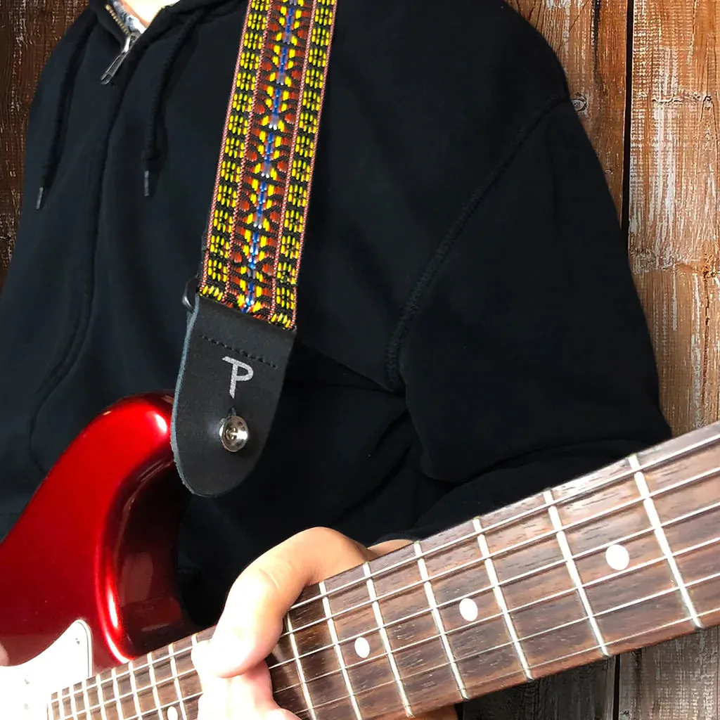 Perri's 2" Retro Hootenanny Poly Guitar Strap Yellow Brown