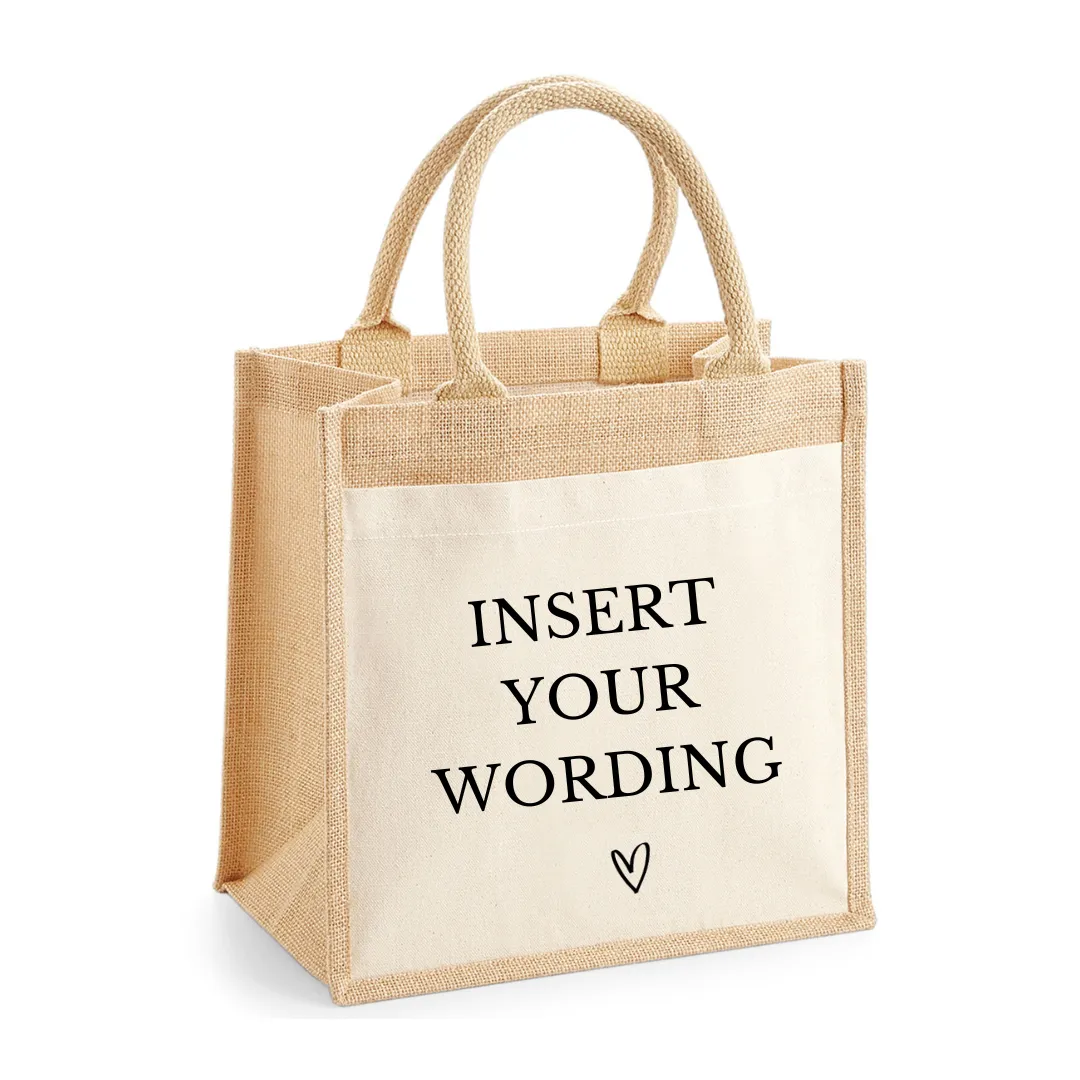 Personalised Message and Name Jute Tote