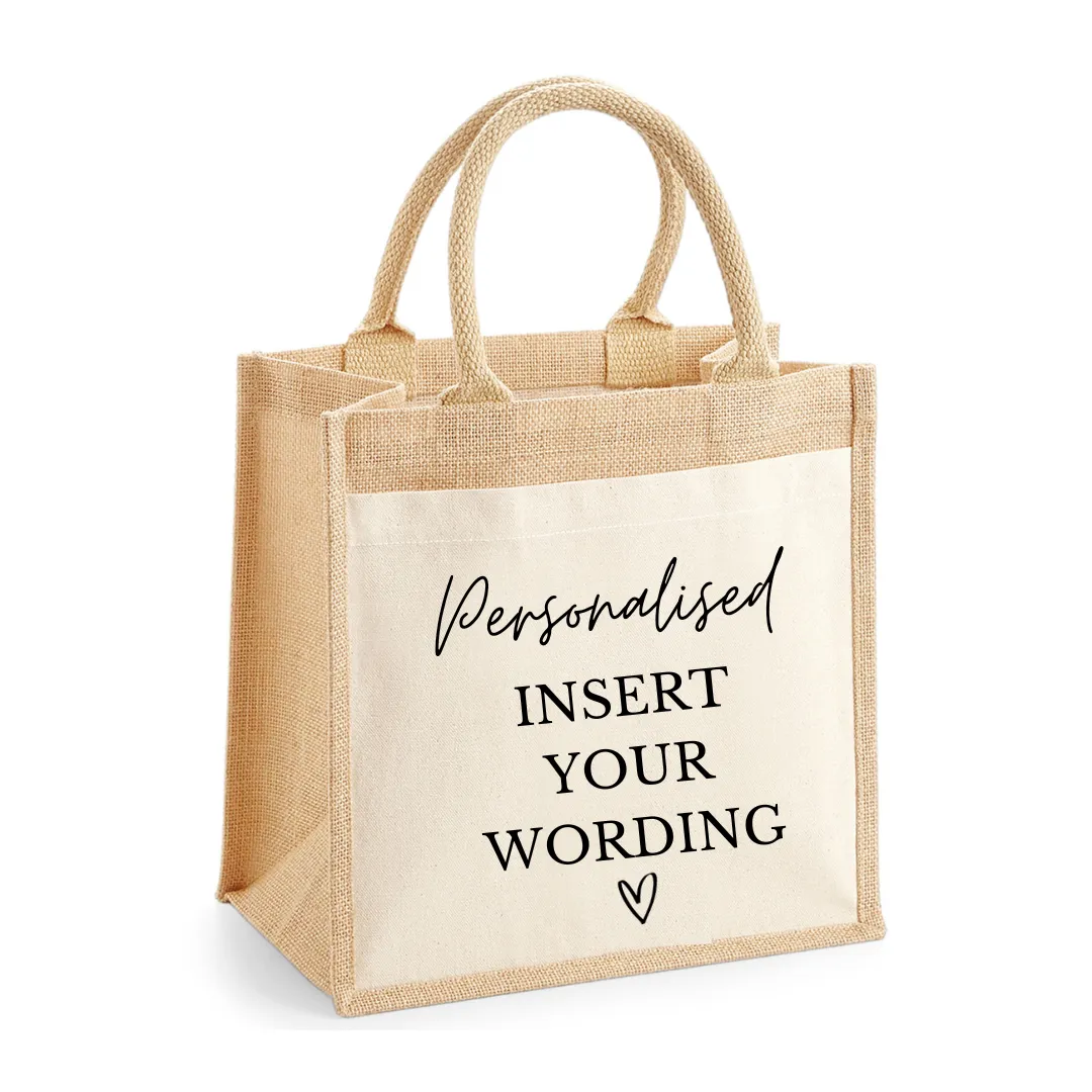 Personalised Message and Name Jute Tote