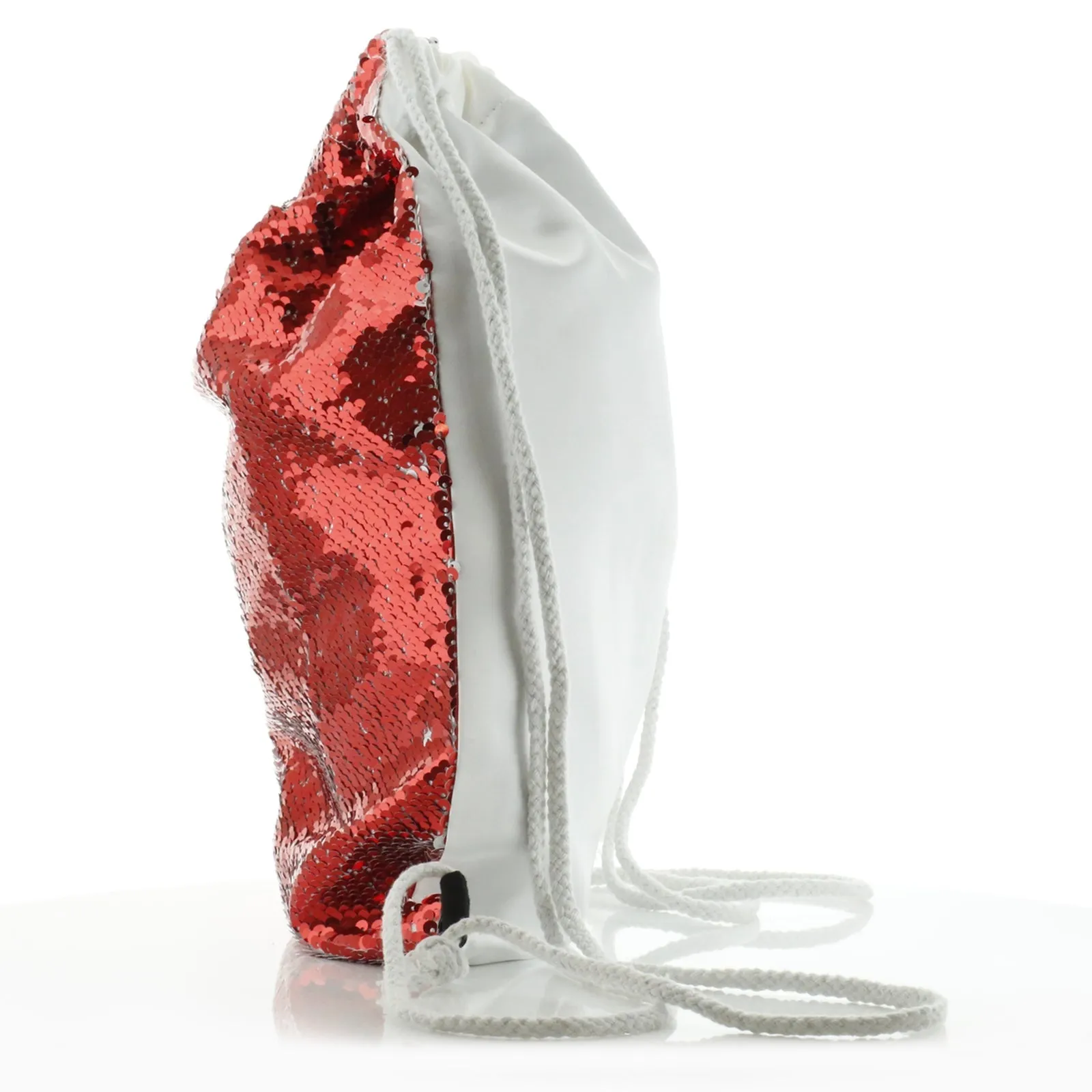 Personalised Sequin Drawstring Backpack with Reindeer Pink Flowers and Cute Text