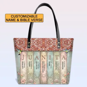 Personalized Leather Tote Bag with Bible Verses – Uncover the sacred meaning of your name | CHRISTIANARTBAG Leather TOTE Bag