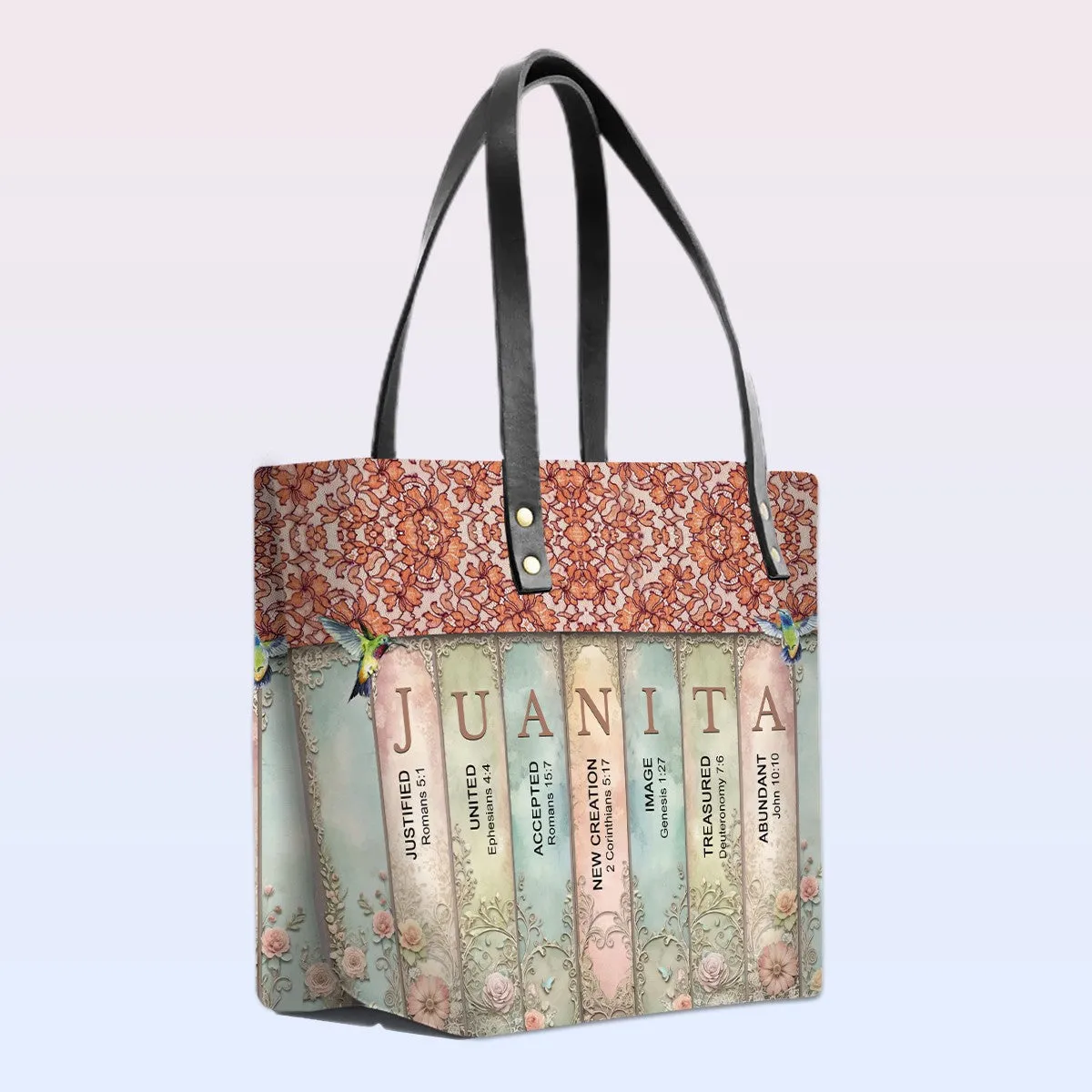 Personalized Leather Tote Bag with Bible Verses – Uncover the sacred meaning of your name | CHRISTIANARTBAG Leather TOTE Bag