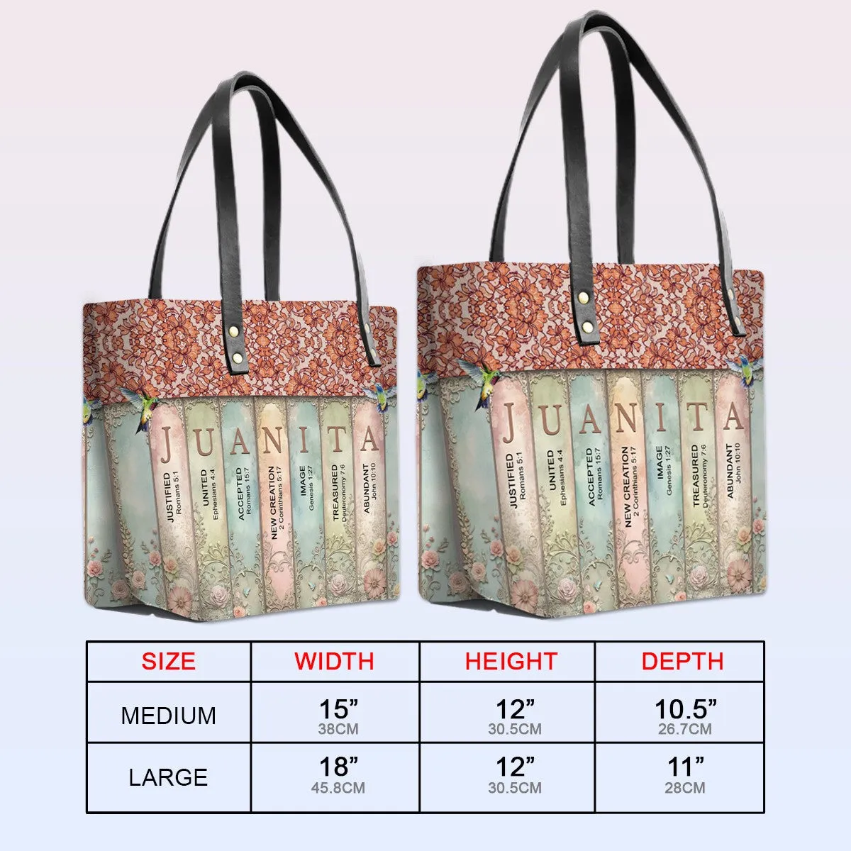 Personalized Leather Tote Bag with Bible Verses – Uncover the sacred meaning of your name | CHRISTIANARTBAG Leather TOTE Bag