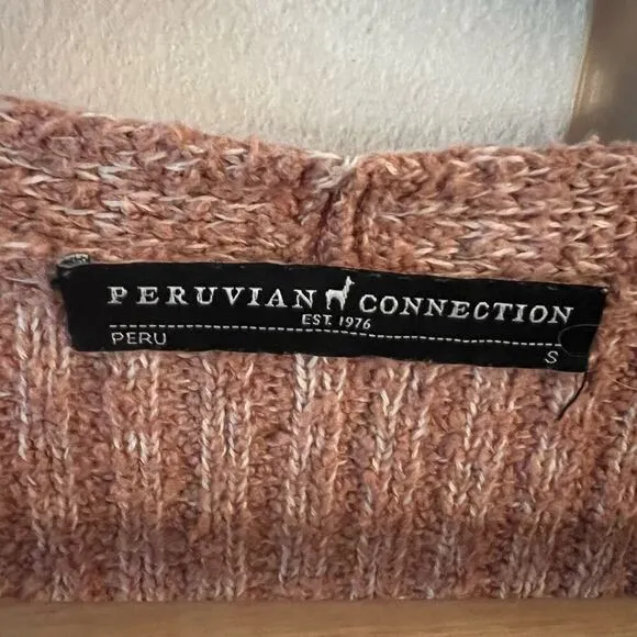 Peruvian Connection Size S Pima Cotton Blend Ribbed Button Cardigan quiet luxury
