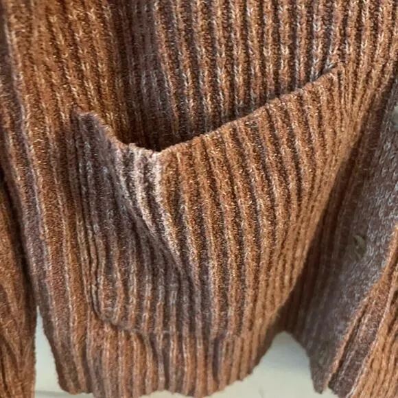 Peruvian Connection Size S Pima Cotton Blend Ribbed Button Cardigan quiet luxury
