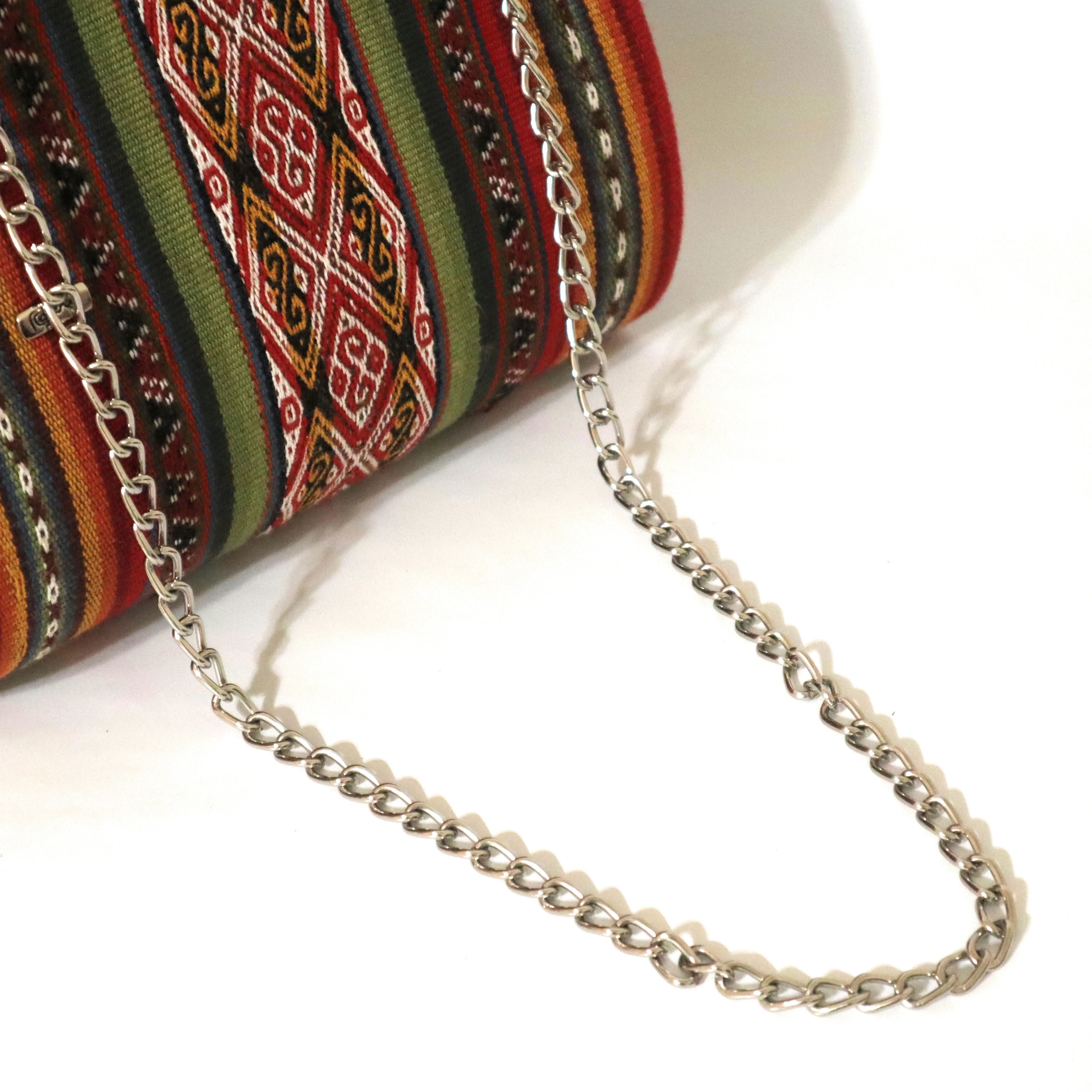 Peruvian Handbag and Shoulder Bag made with Pallay, Traditional Handwoven Textile of the Andes. Drop Shape 9" Tall