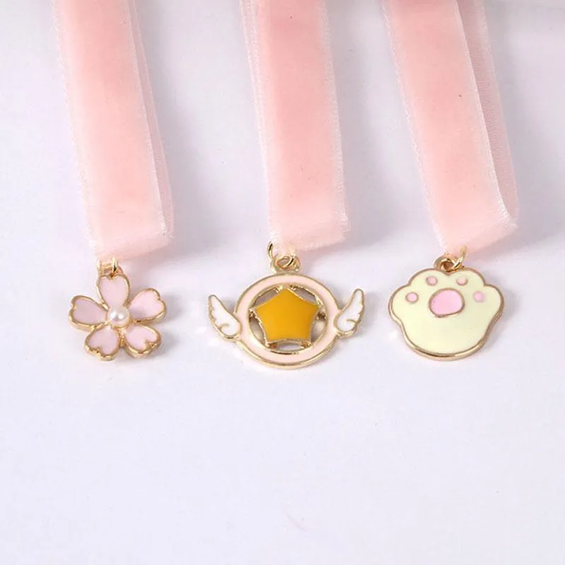 Pink Cat Paw Rope Necklace