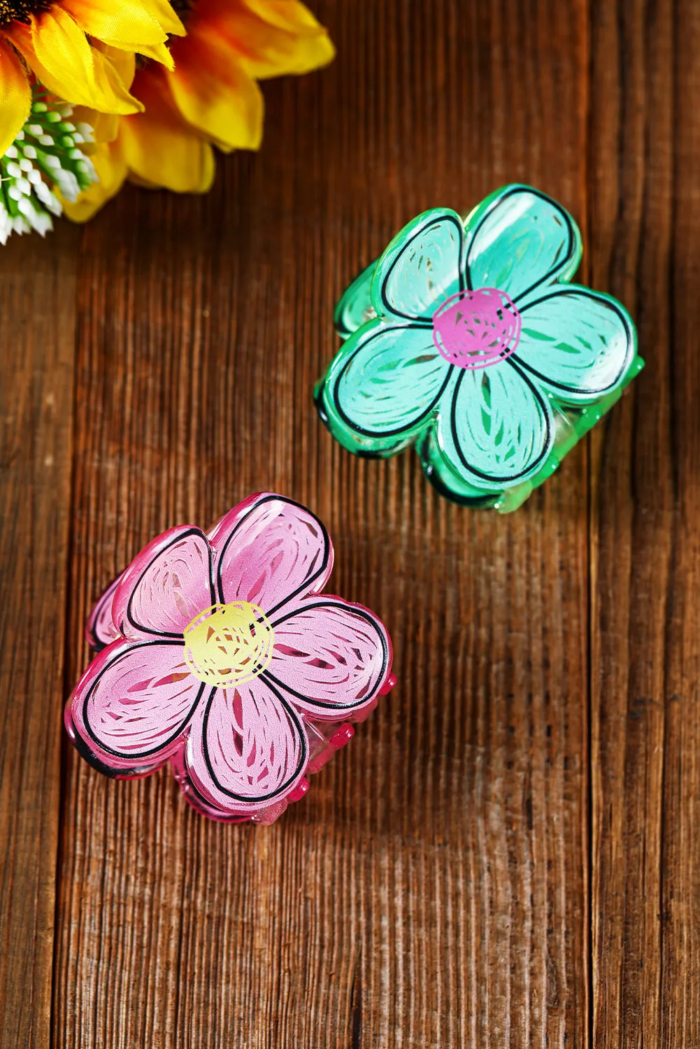 Pink Flower Shape Claw Hairpin