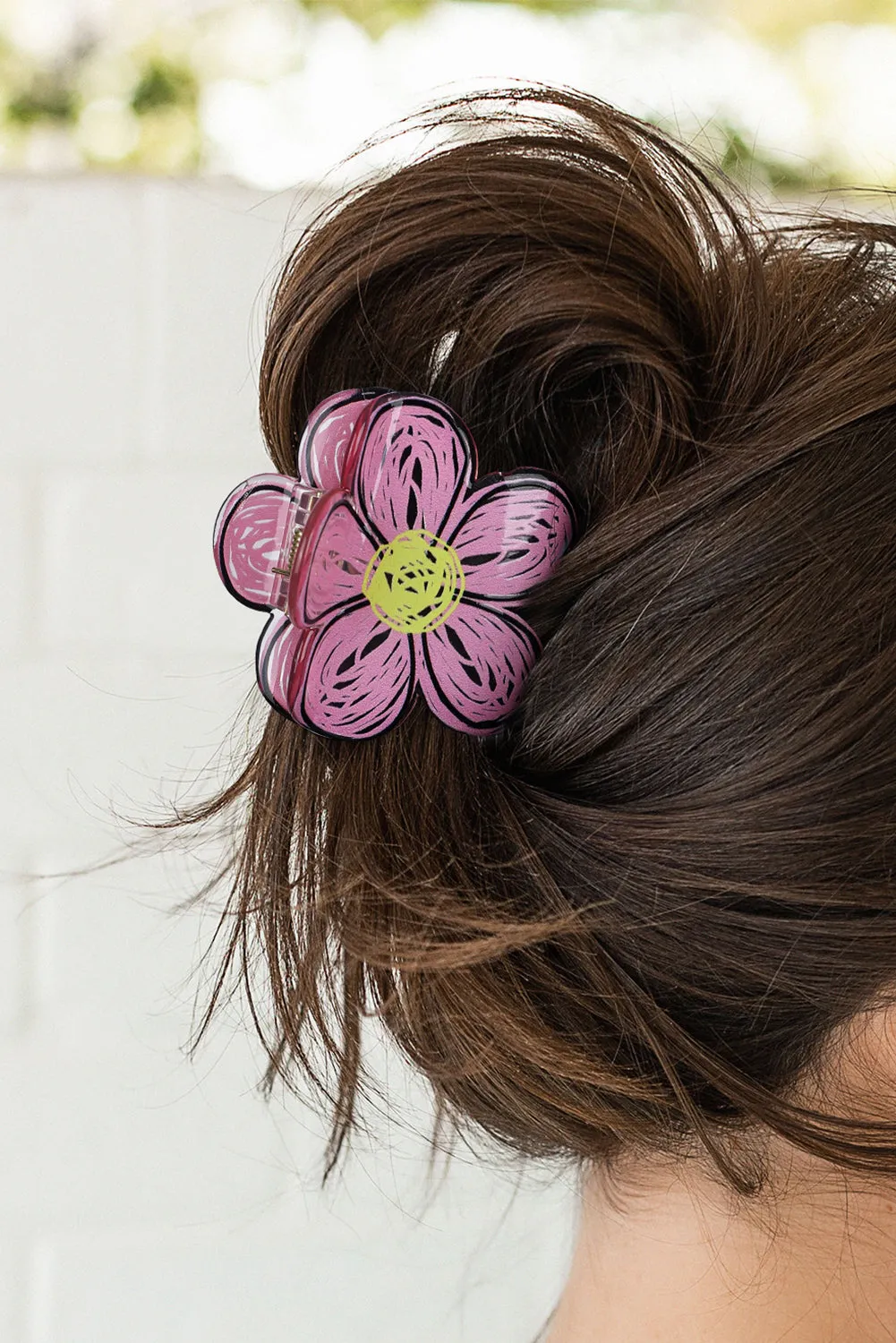 Pink Flower Shape Claw Hairpin