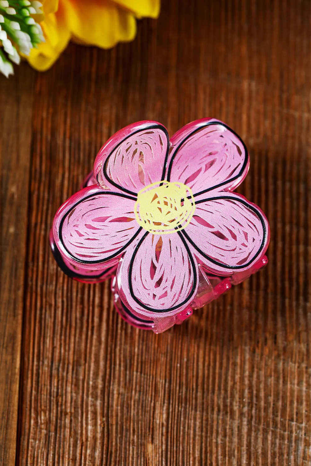Pink Flower Shape Claw Hairpin