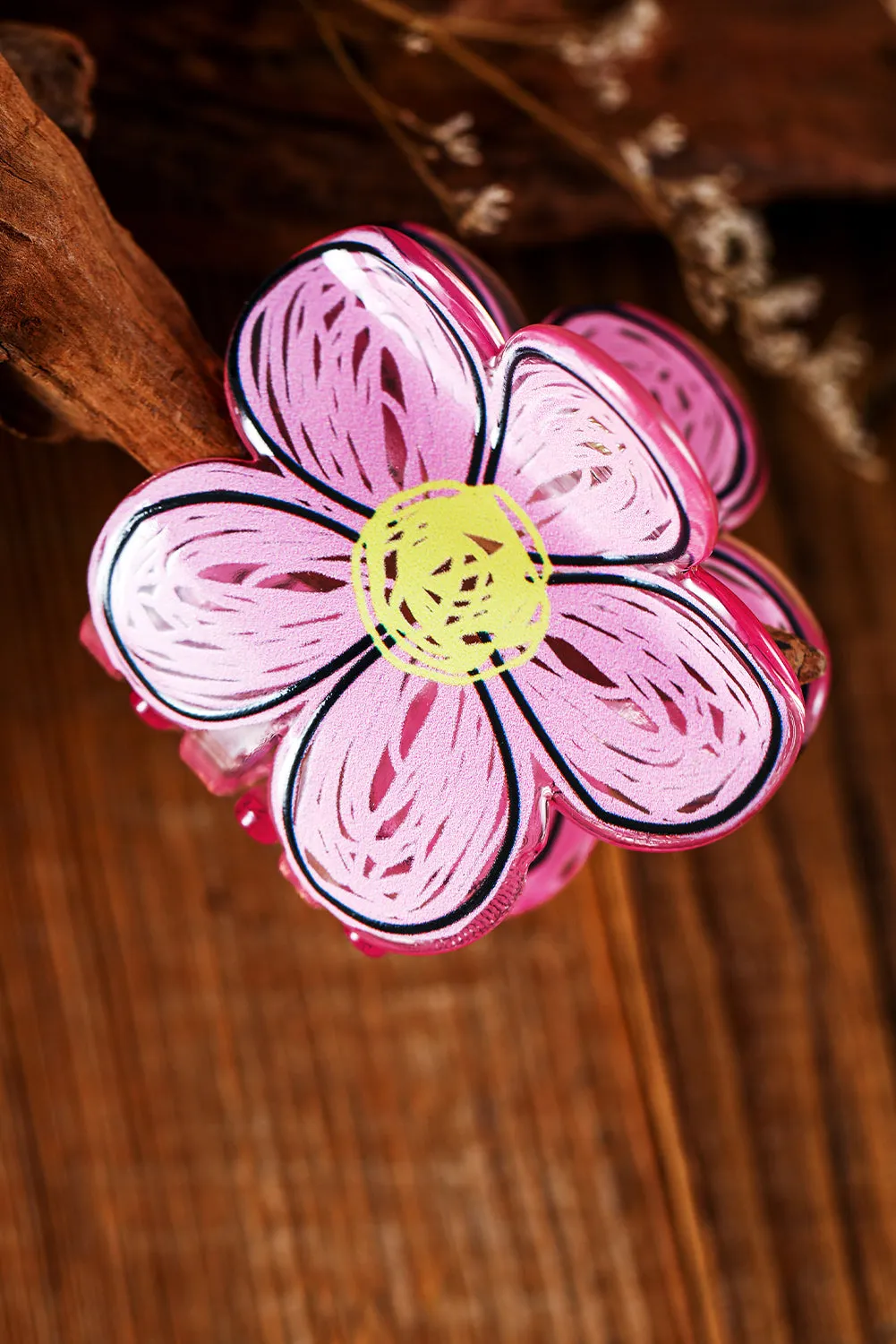 Pink Flower Shape Claw Hairpin