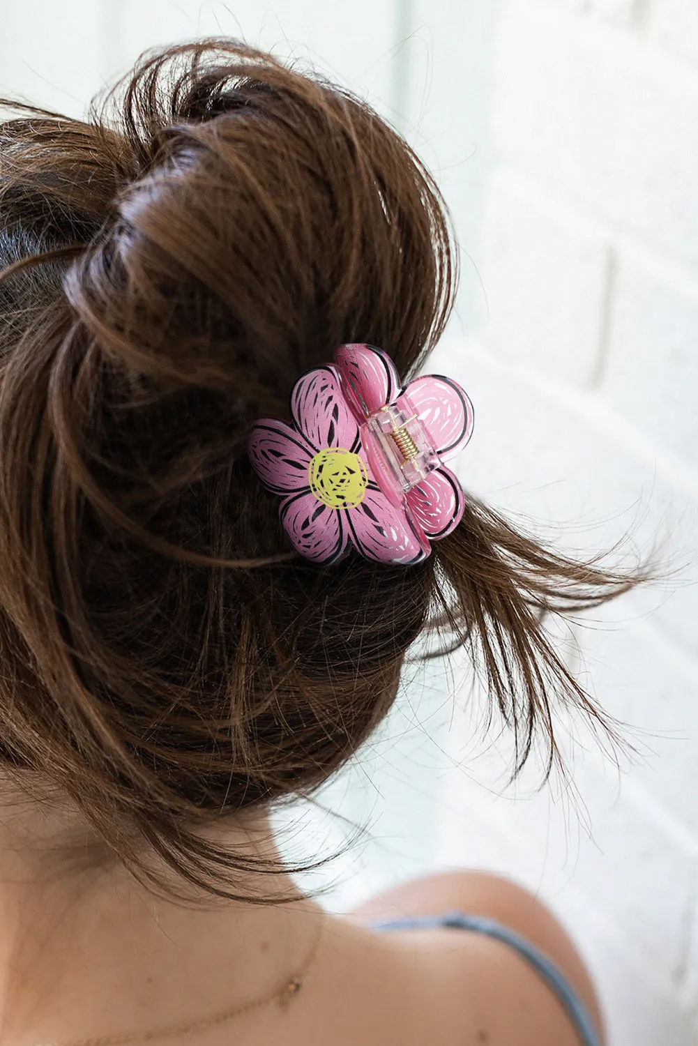 Pink Flower Shape Claw Hairpin
