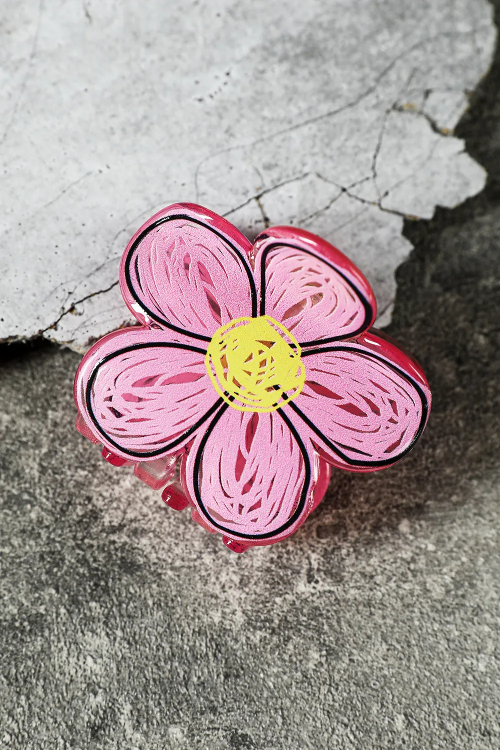 Pink Flower Shape Claw Hairpin
