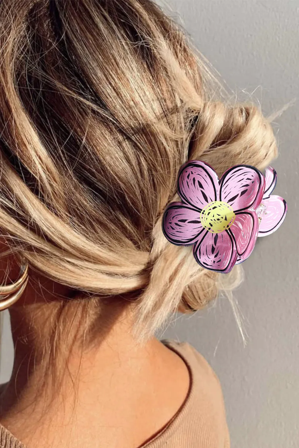 Pink Flower Shape Claw Hairpin