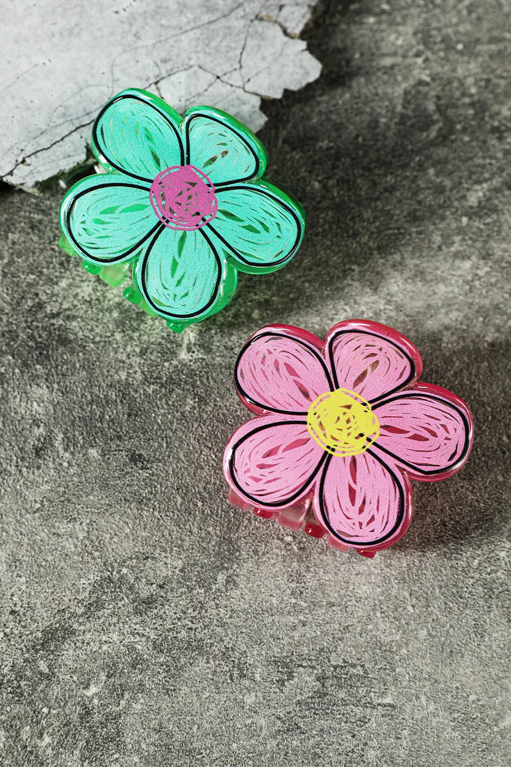 Pink Flower Shape Claw Hairpin