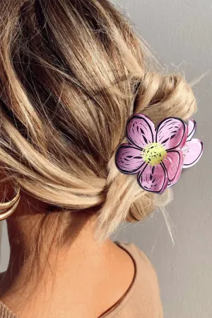 Pink Flower Shape Claw Hairpin