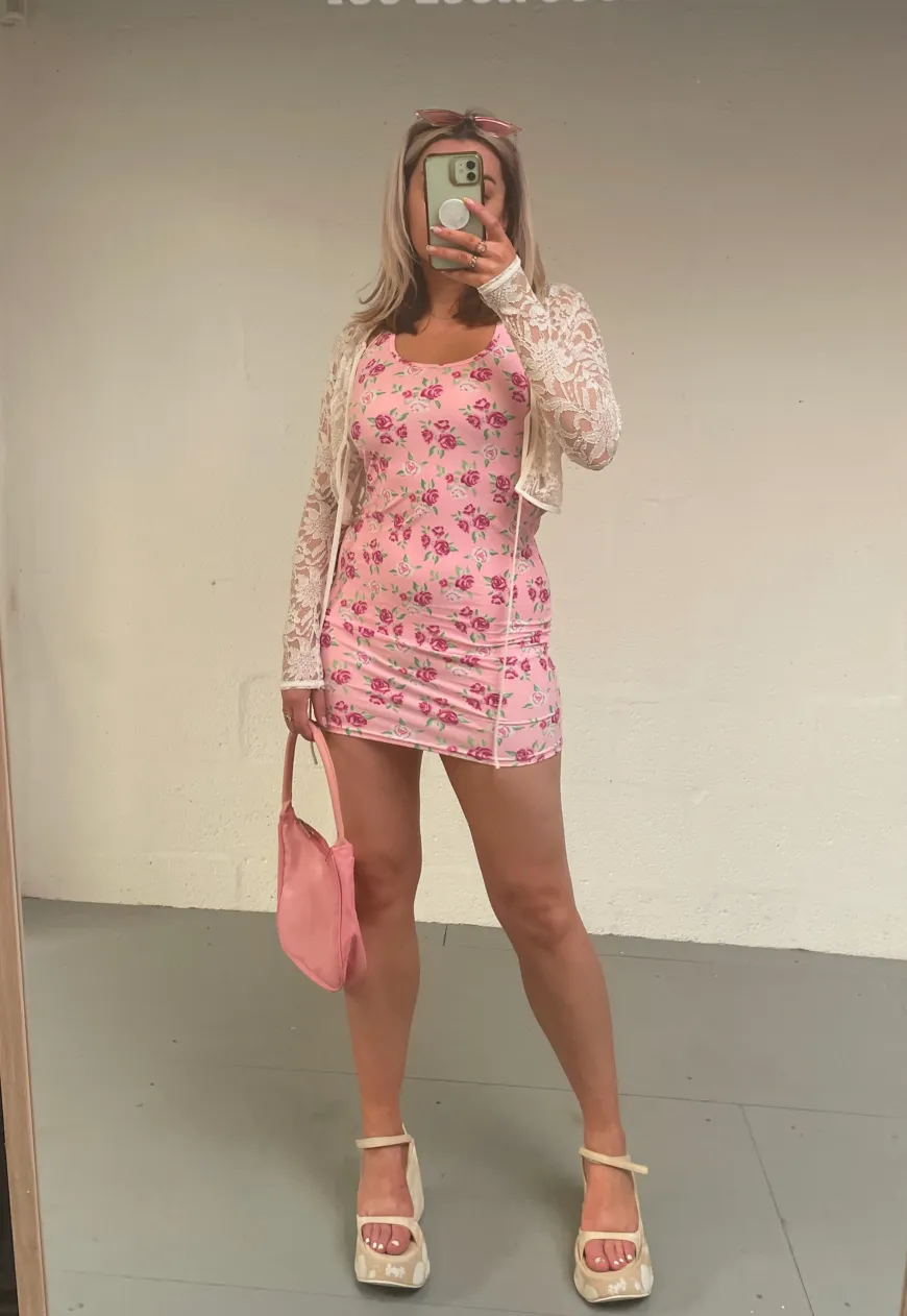 PINK ROSE HALTER MINI DRESS