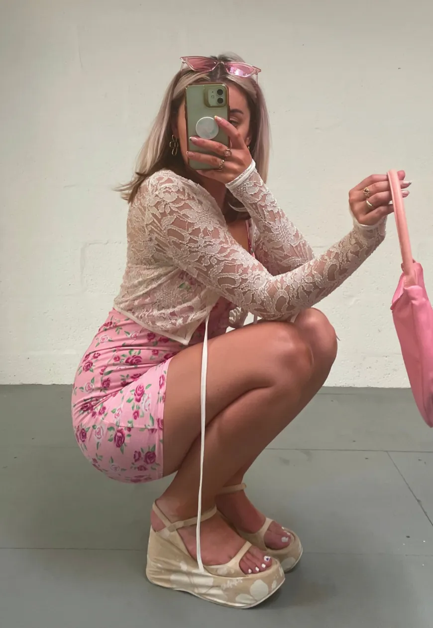 PINK ROSE HALTER MINI DRESS