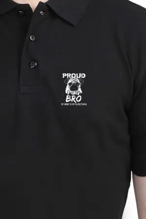 Polo Neck T-Shirt (Men) - Proud Pug Bro (4 Colours)