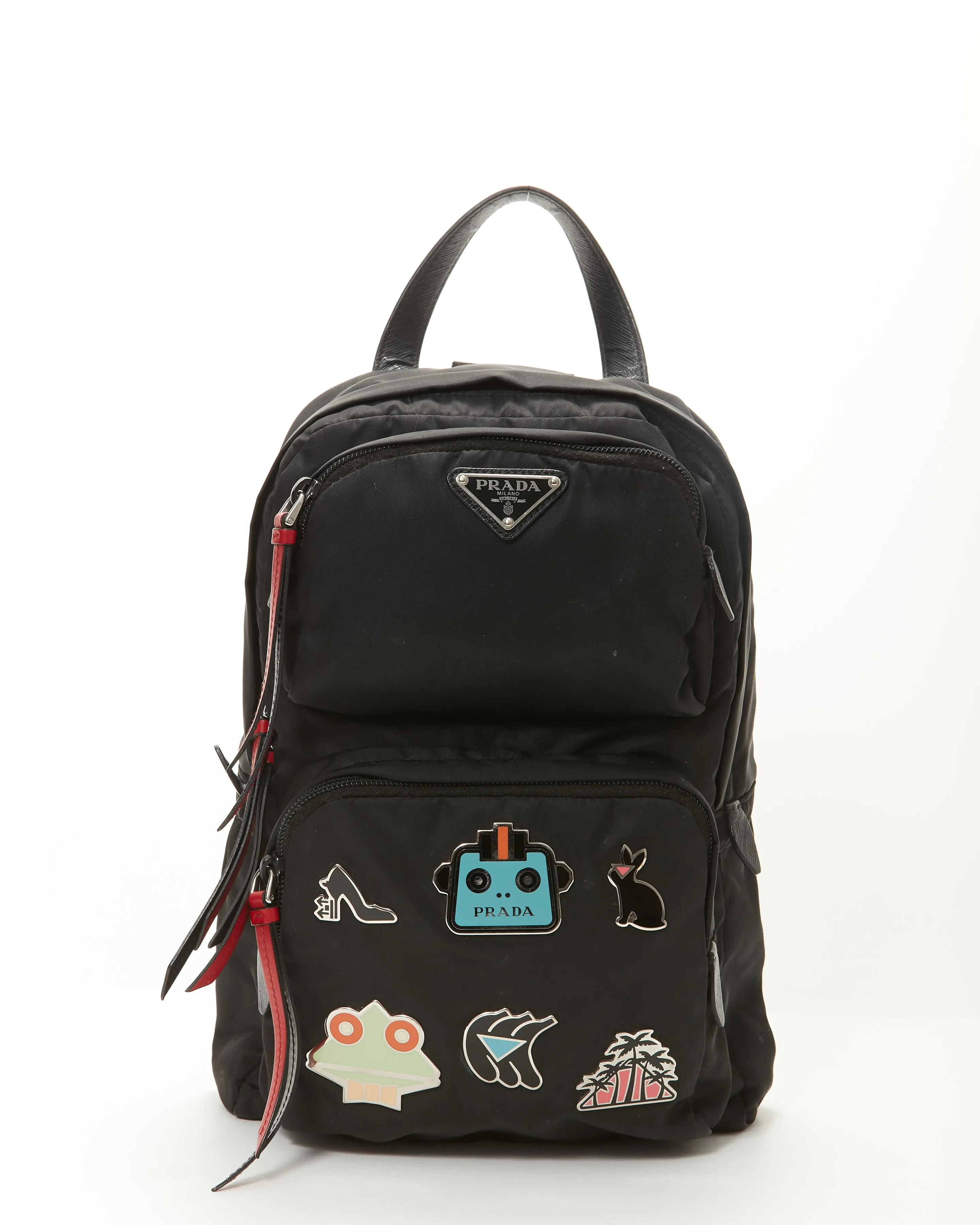 Prada Black Nylon Limited Edition Robot Fluo Sling Backpack