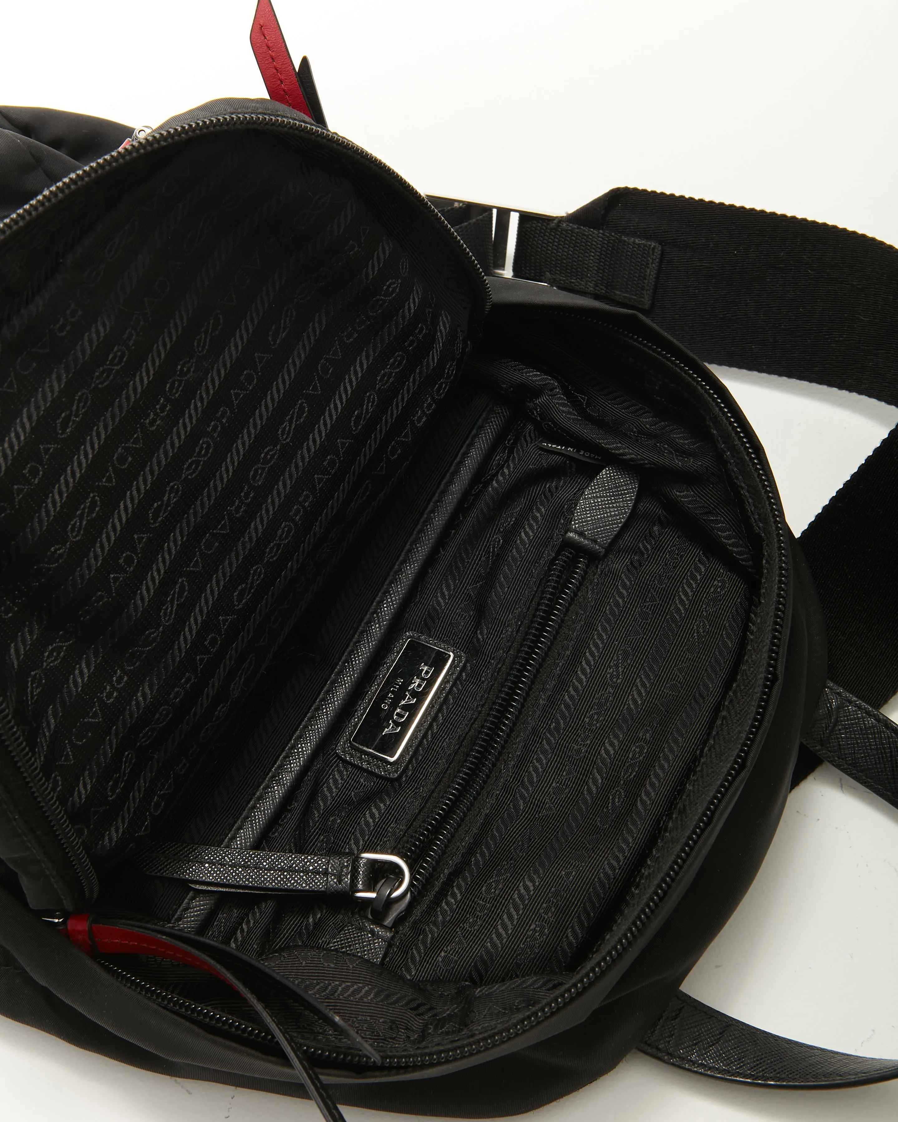 Prada Black Nylon Limited Edition Robot Fluo Sling Backpack