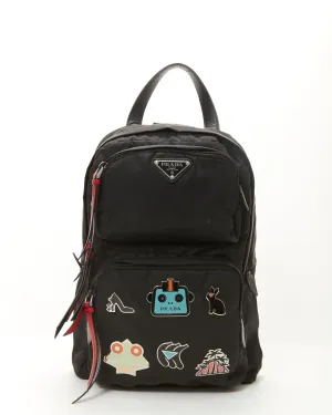 Prada Black Nylon Limited Edition Robot Fluo Sling Backpack